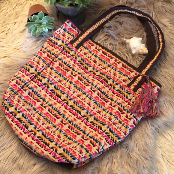 Fabric Tote-Boho Chic-16x16x4-Brightly Colored-EUC - Picture 4 of 16